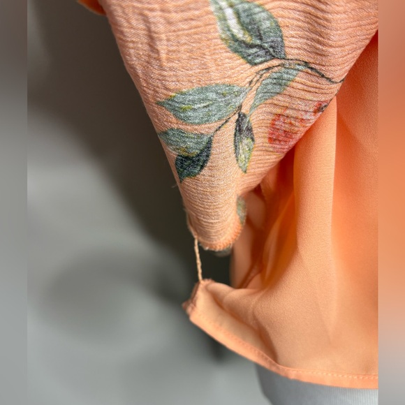 LOFT Peach Floral Off-Shoulder Blouse Orange Print - Picture 4 of 9